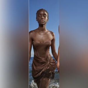 Zara brown corset mini dress